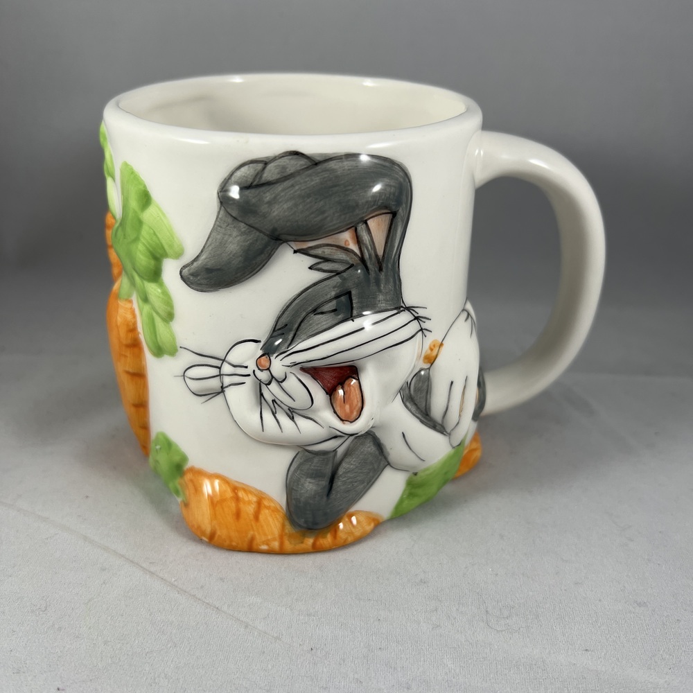 1998 16oz Looney Tunes 3D Bugs Bunny Mug Vintage Collectible Nostalgic Cartoon